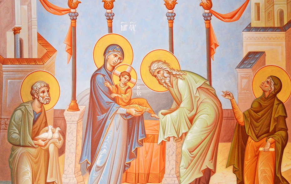 Сретение Господа нашего Иисуса Христа, фреска Свято-Троицкого собора Свято-Троицкого женского монастыря, г. Симферополь.