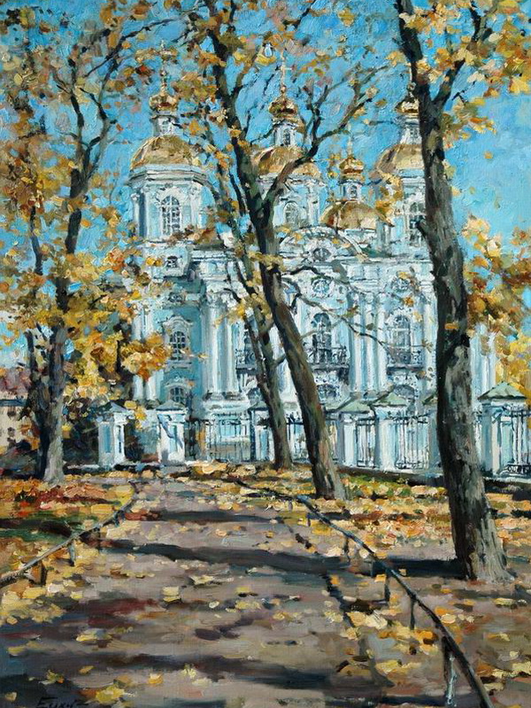Иллюстрация: Павел Еськов. У Никольского собора. Золотая осень.
