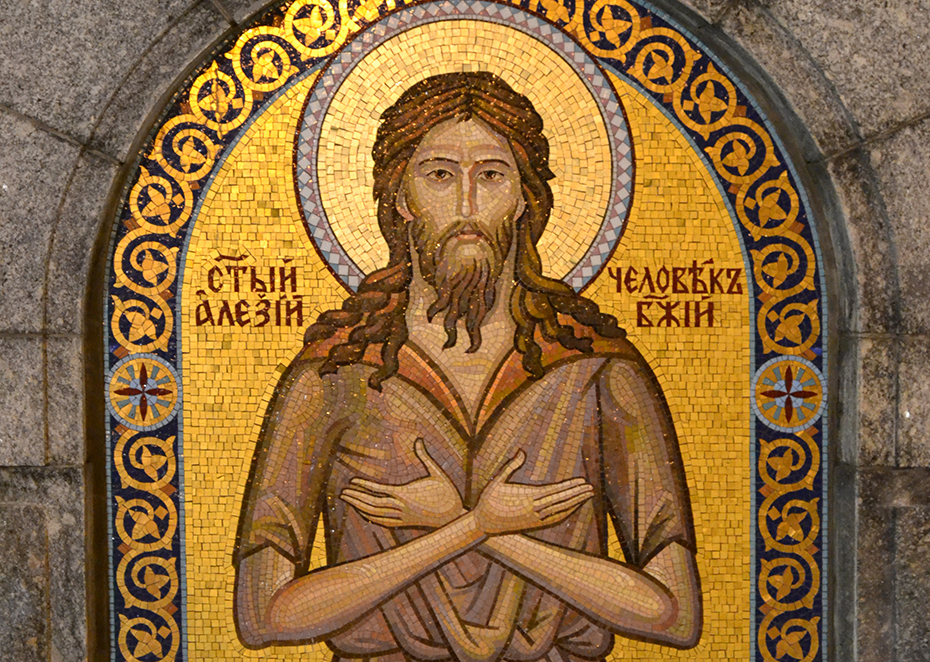 Преподобный Алексий, человек Божий, мозаичная икона Храма Христа Спасителя, Москва.