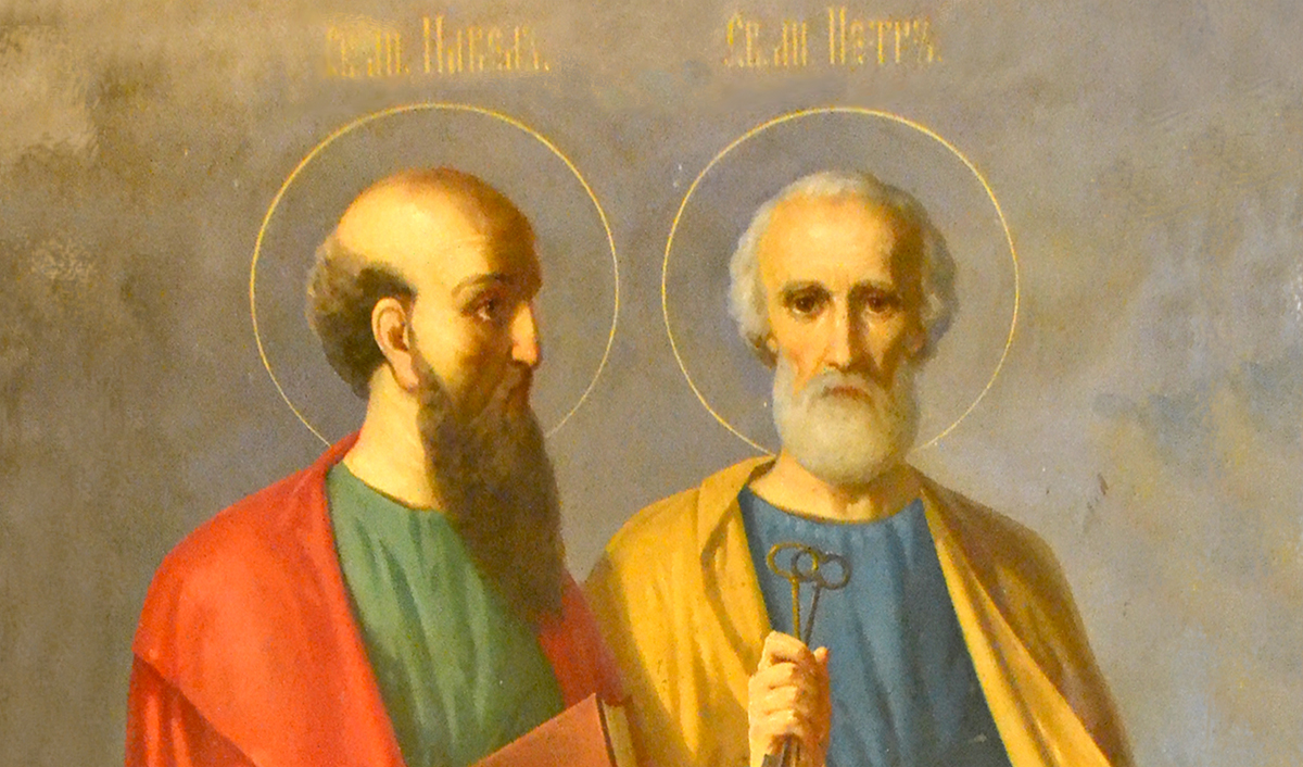 Святые апостолы Петр и Павел, икона храма Воздвижения Креста Господня в Чистом вражке, Москва.