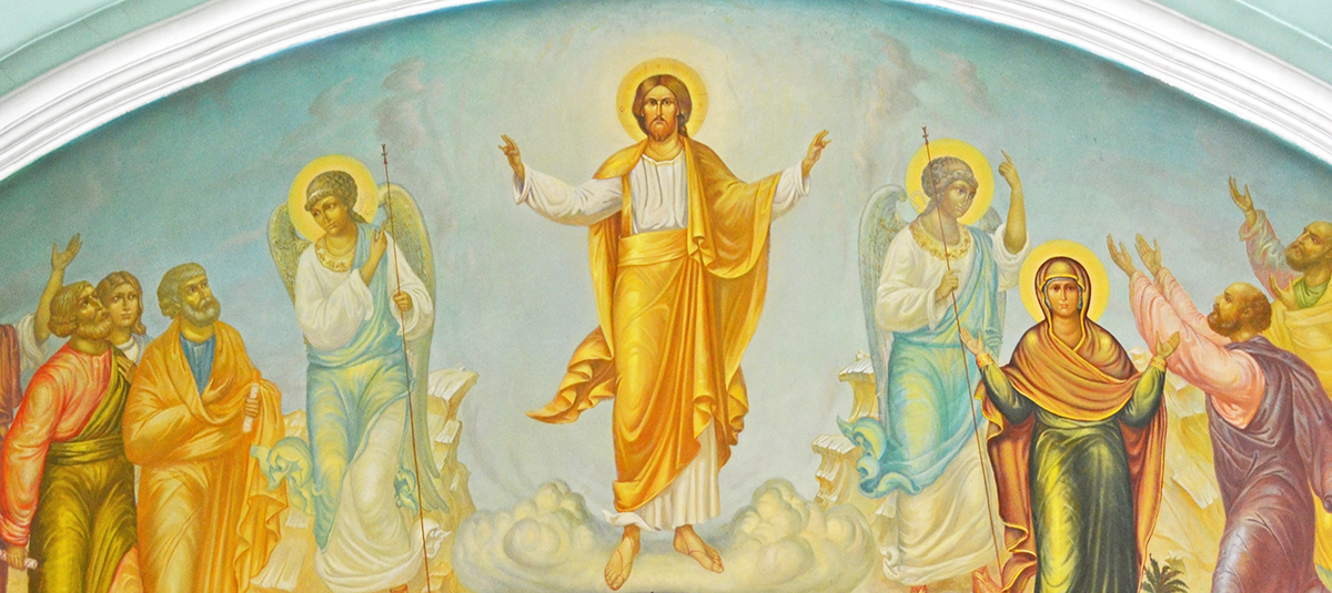Вознесение Господне, фреска Сергиевского храма Высоко-Петровского монастыря, Москва.