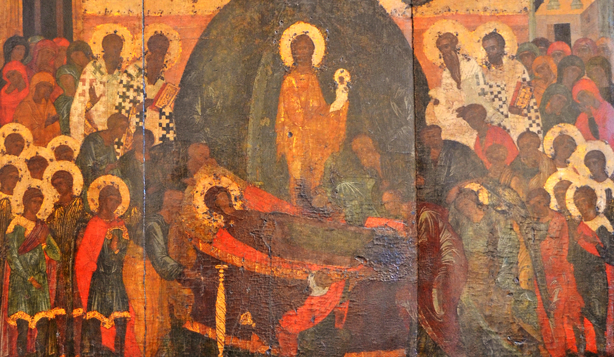 Фрагмент иконы Успение Пресвятой Богородицы иконостаса Успенского собора Московского Кремля.