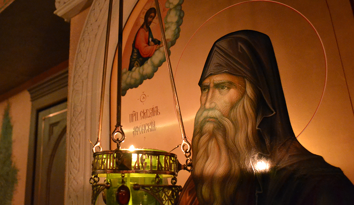 Прп. Силуан Афонский, икона Сретенского монастыря.