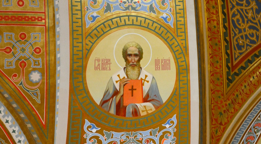Сщмч. Климент, папа Римский, фреска Храма Христа Спасителя, Москва.