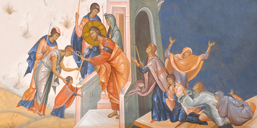 Притча о 10 девах, фреска храма Усекновения главы Иоанна Предтечи под Бором, Москва.