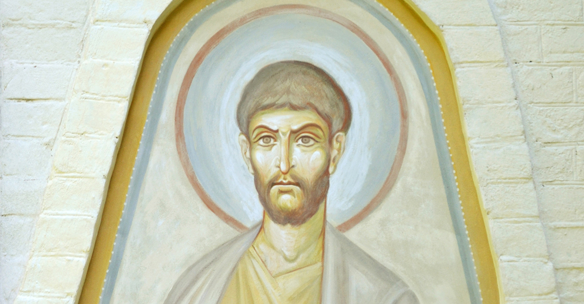 Фреска «Святой апостол Варфоломей» на одной из келий в Серафимо-Знаменском скиту, Московская область.
