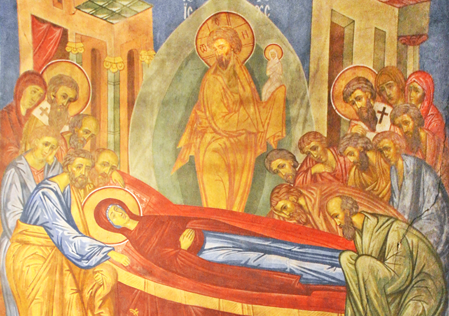 Успение Пресвятой Богородицы, несохранившаяся фреска Казанской часовни в Высоко-Петровском монастыре, Москва.